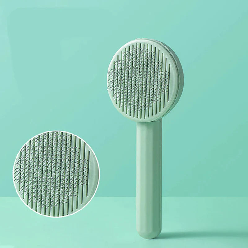 Self-Cleaning Slicker Brush for Cats and Dogs - Pet Hair Removal Grooming Tool