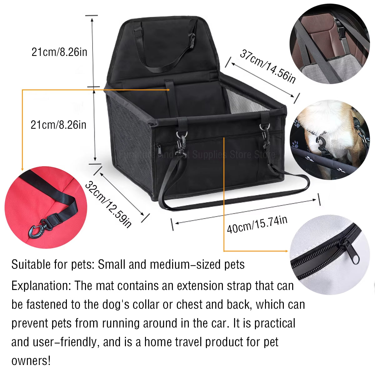 Waterproof Travel Dog Car Seat Cover - Pet Carrier Hammock for Small & Medium Dogs and Cats