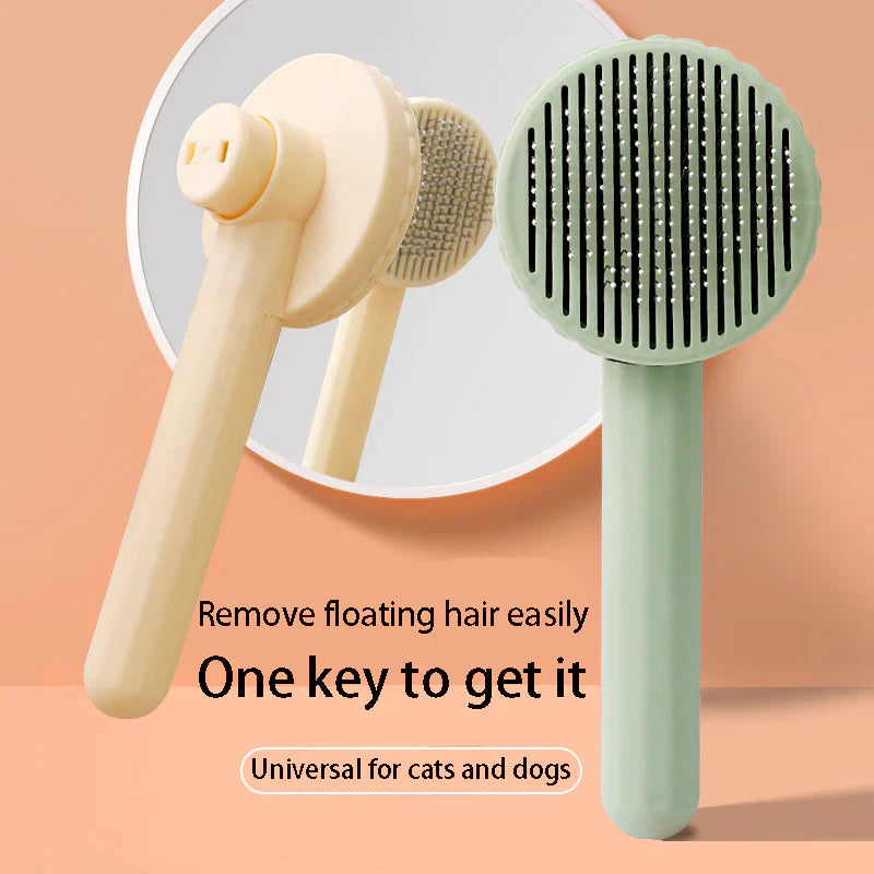 Self-Cleaning Slicker Brush for Cats and Dogs - Pet Hair Removal Grooming Tool