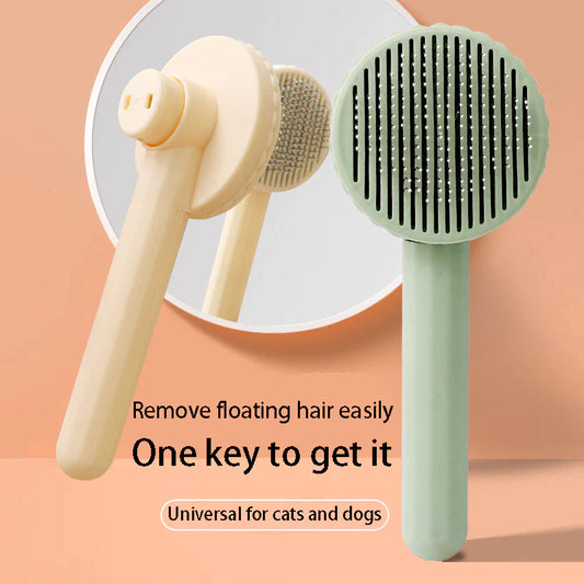 Self-Cleaning Slicker Brush for Cats and Dogs - Pet Hair Removal Grooming Tool