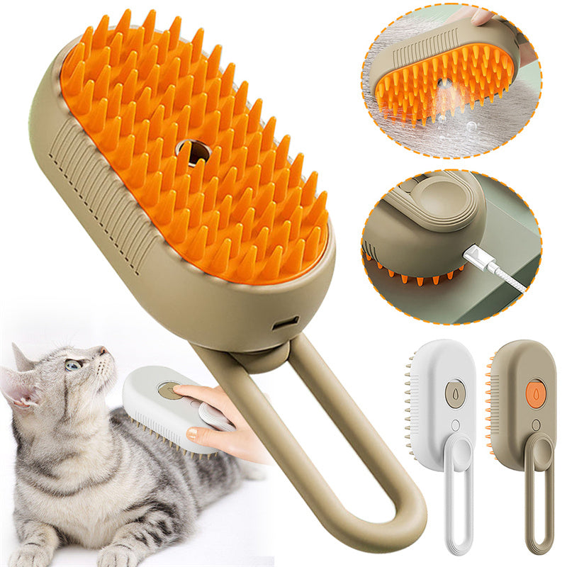 Professional 3-in-1 Electric Pet Grooming Brush with Steam and Spray for Cats and Dogs - Massage and Hair Removal Comb