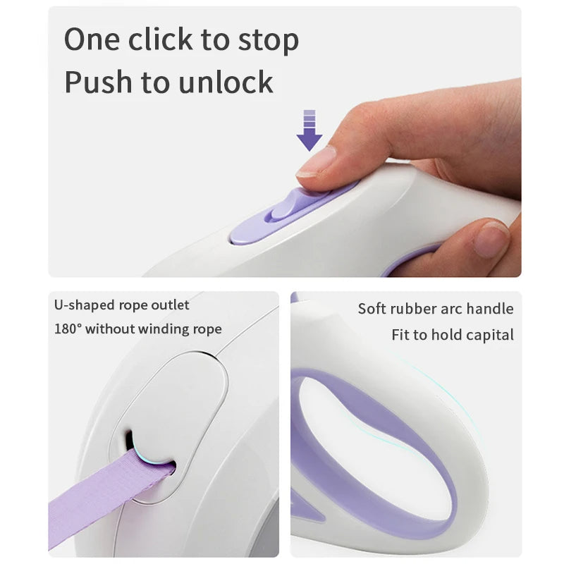 Retractable 3 and 5 Meter Dog Leash with Durable Traction Rope for Large Pets - Automatic Cat Lead Extension