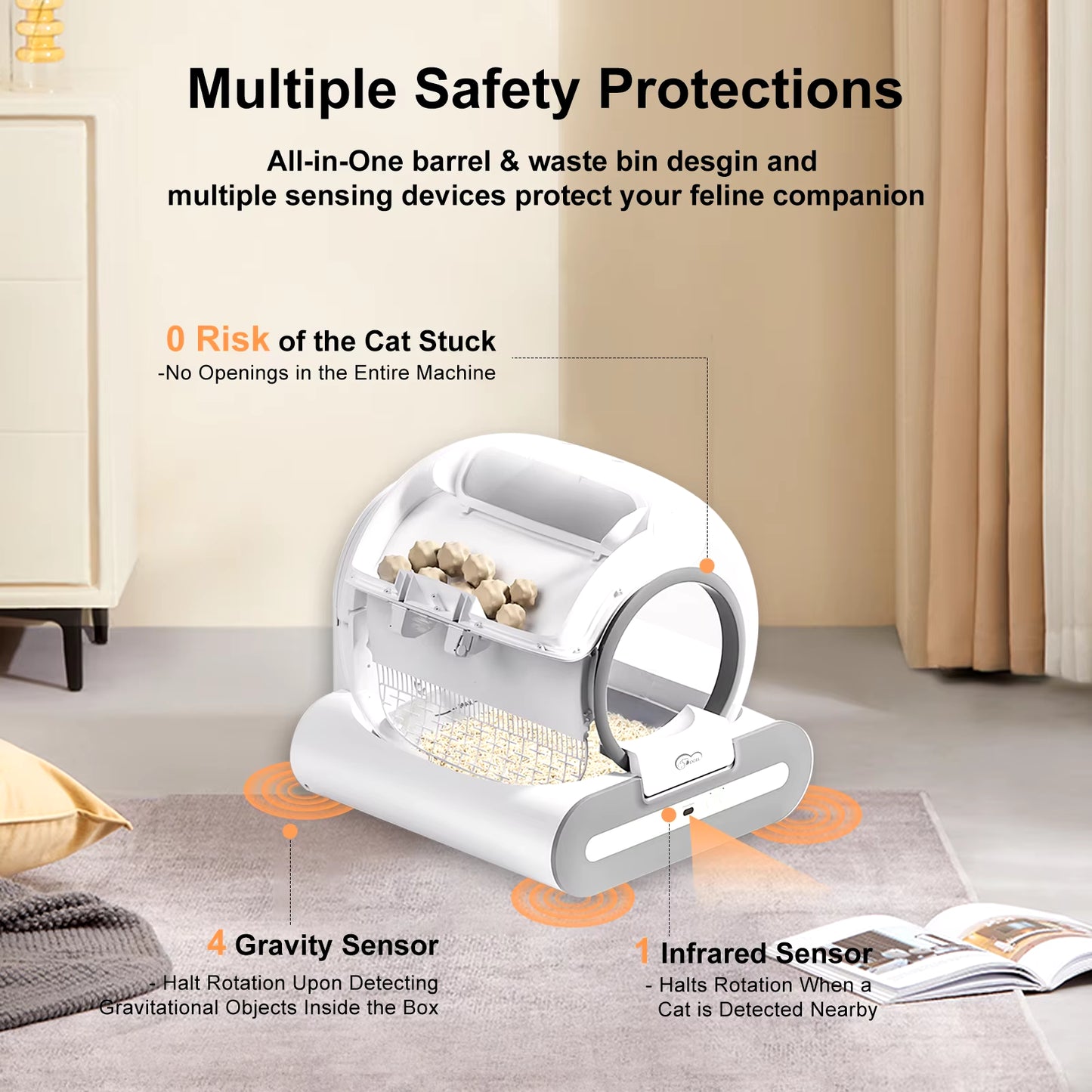 Automatic Cat Litter Box Self Cleaning with App Control & Cat Litter Mat Smart Cat Toilet for Multiple Large Cats