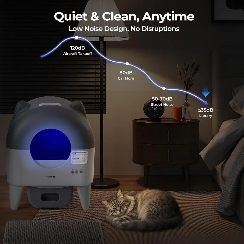 Self Cleaning Litter Box Automatic: Extra Large Self-Cleaning For Multiple Cats - APP-Controlled With Smart Sensors