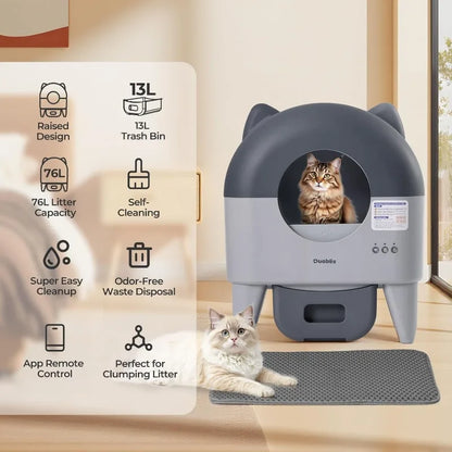 Self Cleaning Litter Box Automatic: Extra Large Self-Cleaning For Multiple Cats - APP-Controlled With Smart Sensors
