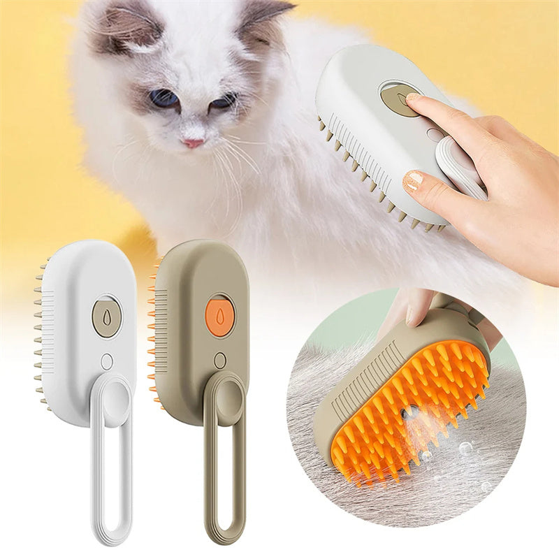 Professional 3-in-1 Electric Pet Grooming Brush with Steam and Spray for Cats and Dogs - Massage and Hair Removal Comb