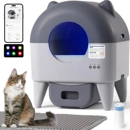 Self Cleaning Litter Box Automatic: Extra Large Self-Cleaning For Multiple Cats - APP-Controlled With Smart Sensors