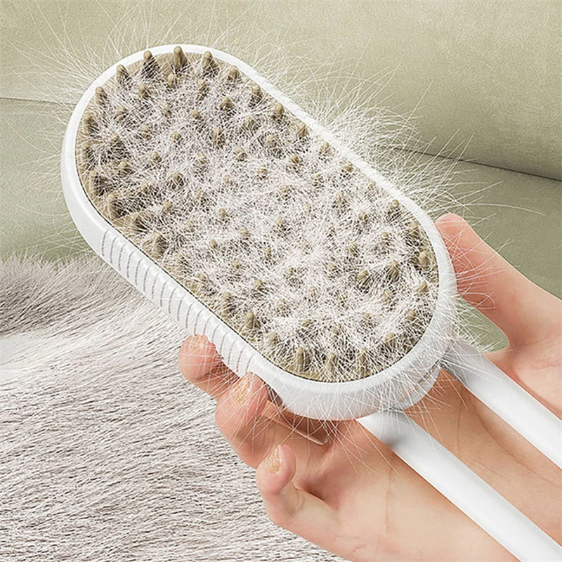 Professional 3-in-1 Electric Pet Grooming Brush with Steam and Spray for Cats and Dogs - Massage and Hair Removal Comb