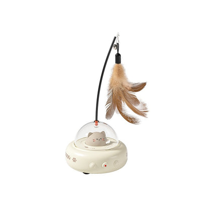 Electric UFO Cat Toy – Interactive Feather Teaser with Bell