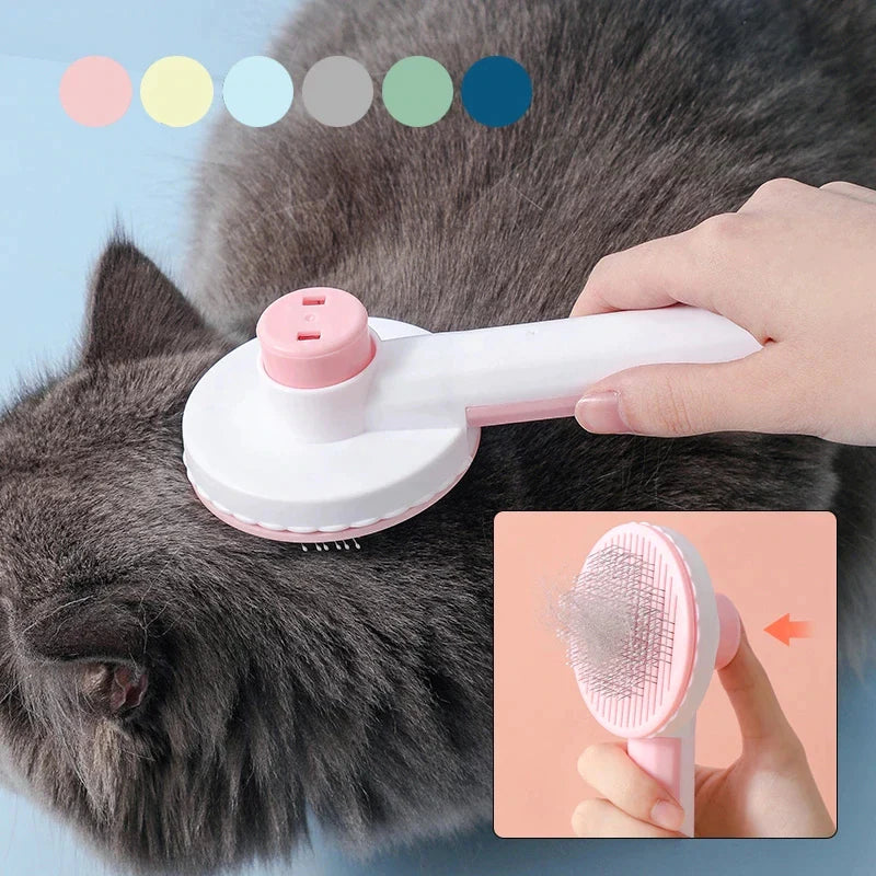 Self-Cleaning Slicker Brush for Cats and Dogs - Effective Pet Hair Removal and Massage Comb