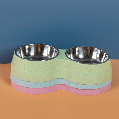 Stainless Steel Double Pet Bowls for Food and Water - Feeding Supplies for Dogs, Cats, and Puppies