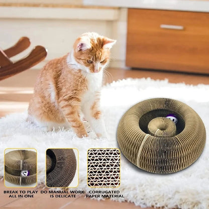 Foldable Magic Cat Scratching Board - Durable, Recyclable, Interactive Kitten Curl Toy & Cat Bed