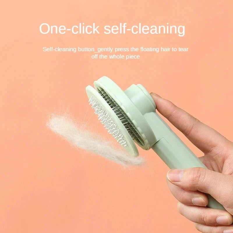 Self-Cleaning Slicker Brush for Cats and Dogs - Effective Pet Hair Removal and Massage Comb