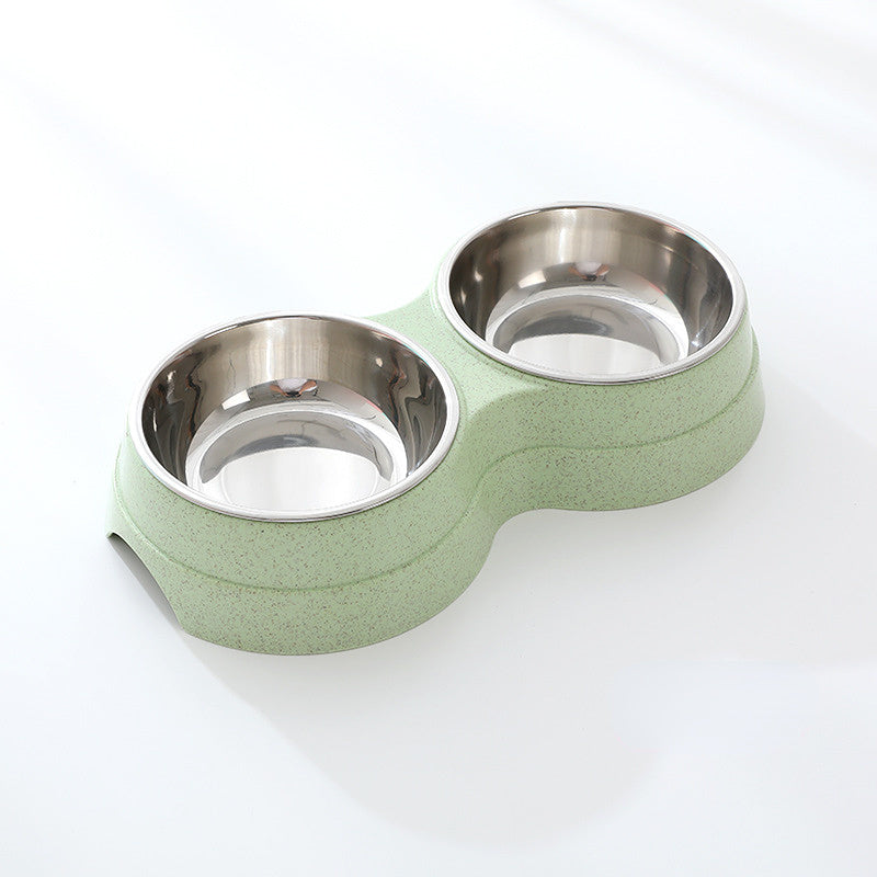 Stainless Steel Double Pet Bowls for Food and Water - Feeding Supplies for Dogs, Cats, and Puppies