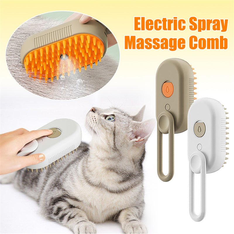 Professional 3-in-1 Electric Pet Grooming Brush with Steam and Spray for Cats and Dogs - Massage and Hair Removal Comb