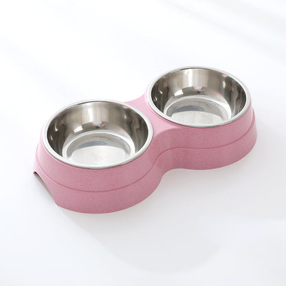 Stainless Steel Double Pet Bowls for Food and Water - Feeding Supplies for Dogs, Cats, and Puppies