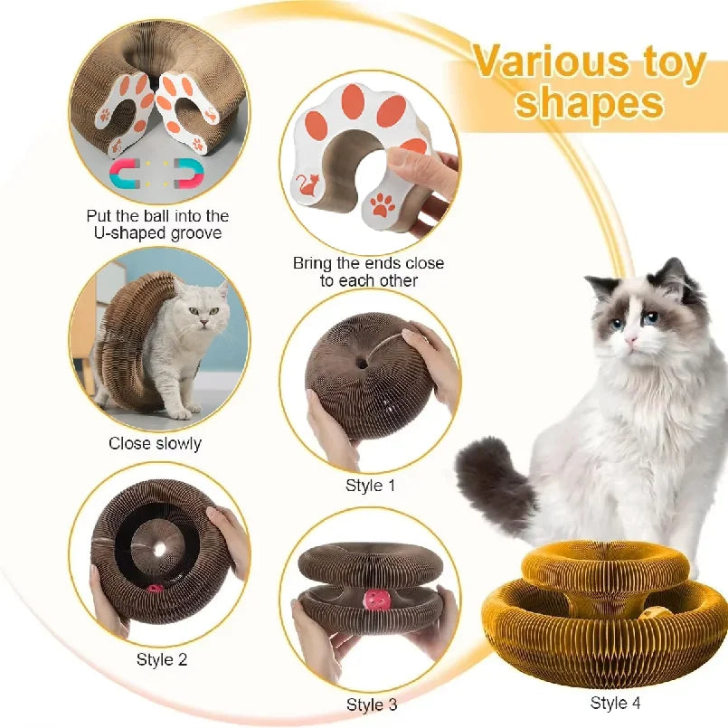 Foldable Magic Cat Scratching Board - Durable, Recyclable, Interactive Kitten Curl Toy & Cat Bed