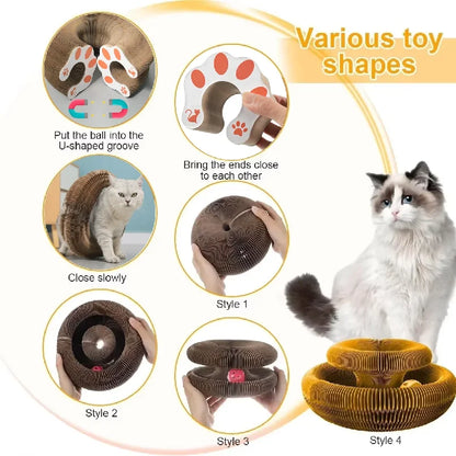 Foldable Magic Cat Scratching Board - Durable, Recyclable, Interactive Kitten Curl Toy & Cat Bed