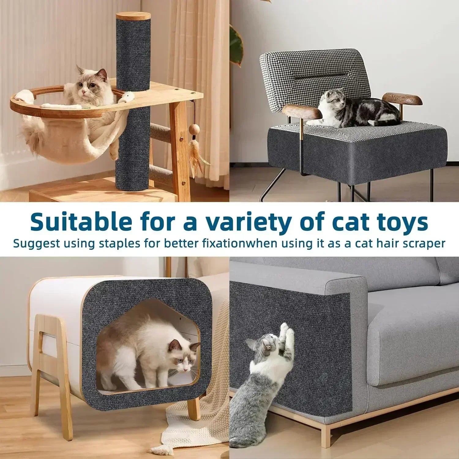 Self-Adhesive Cat Scratching Board Trimmable Cat Carpet Mat anti Cat Scratcher Furniture Couch Corner Indoor Sofa Wall Protector