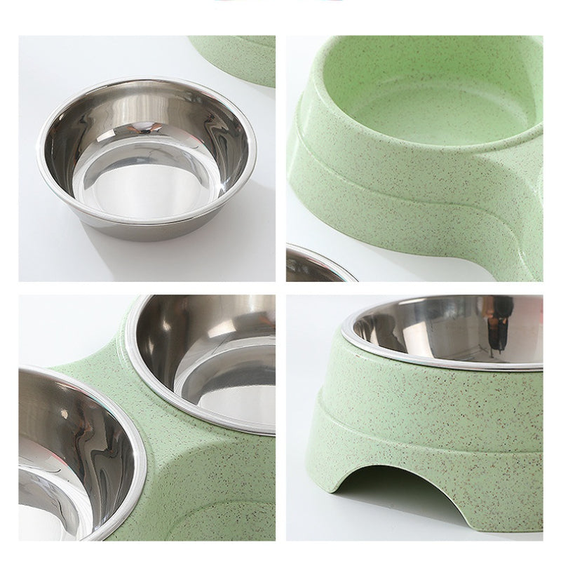 Stainless Steel Double Pet Bowls for Food and Water - Feeding Supplies for Dogs, Cats, and Puppies