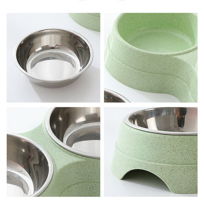 Stainless Steel Double Pet Bowls for Food and Water - Feeding Supplies for Dogs, Cats, and Puppies