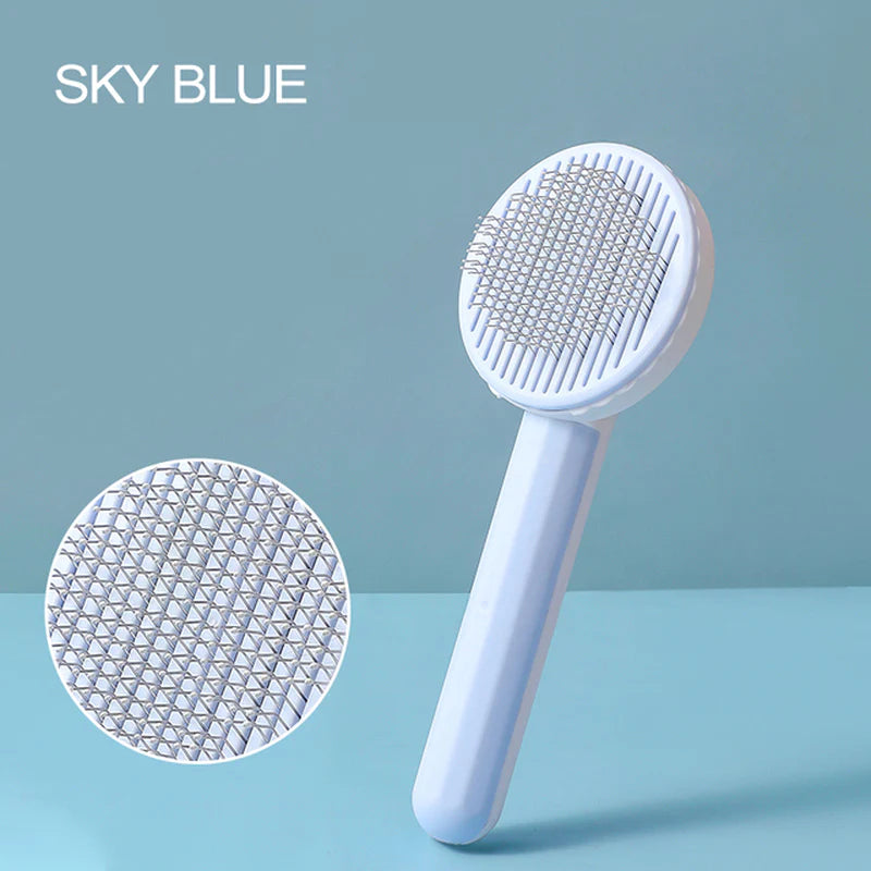 Self-Cleaning Slicker Brush for Cats and Dogs - Effective Pet Hair Removal and Massage Comb