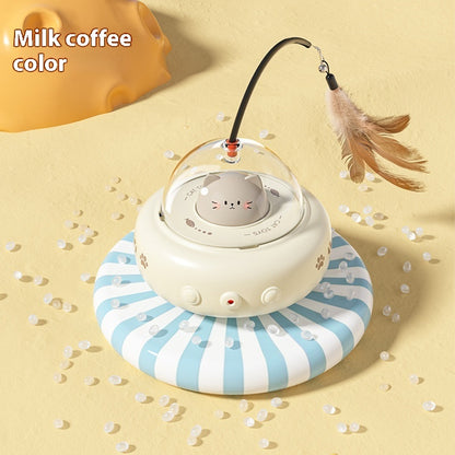 Electric UFO Cat Toy – Interactive Feather Teaser with Bell