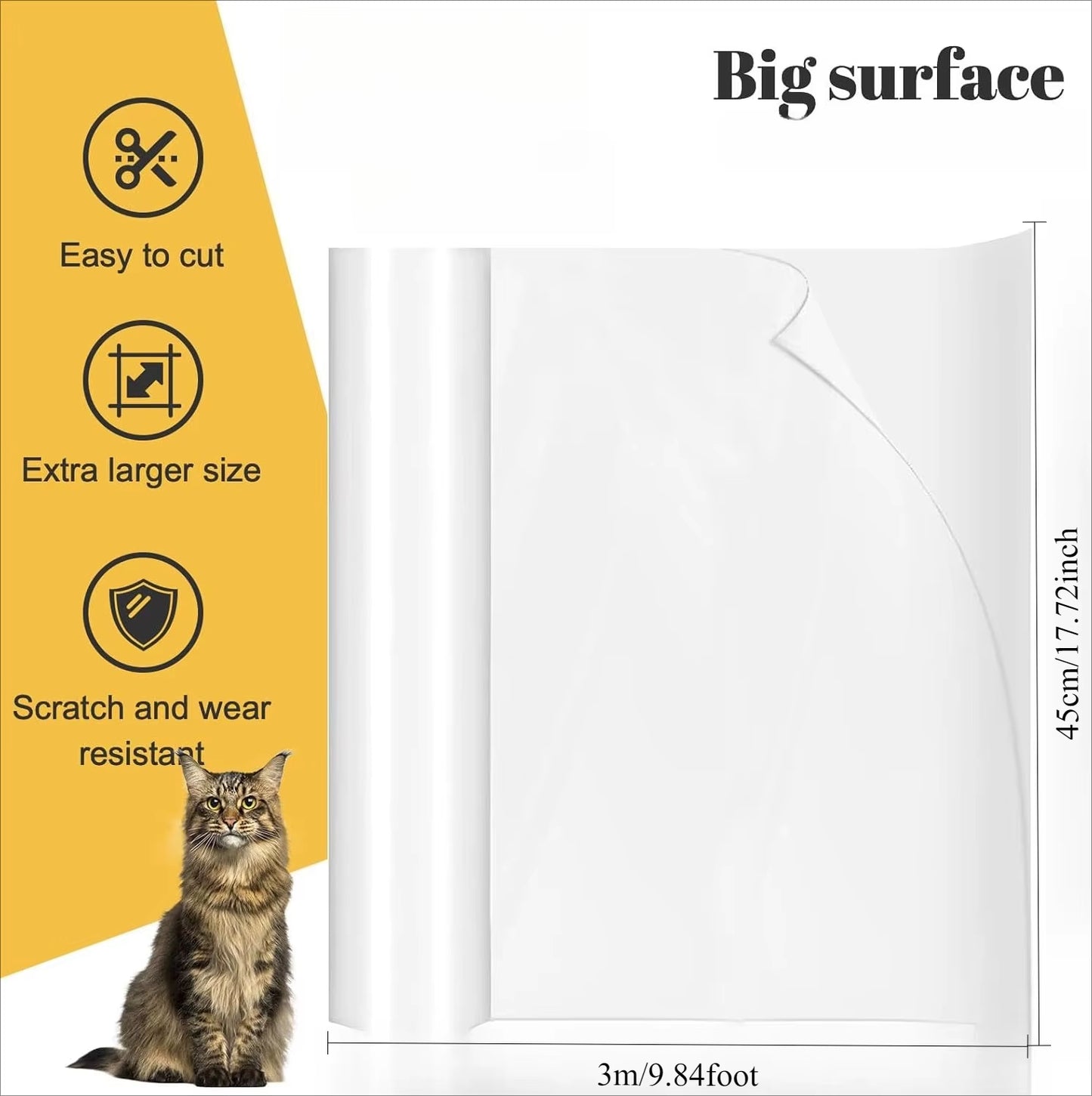 Pawtector- Transparent cat  anti scratch protector Furniture Couch Corner Indoor Sofa Wall Protector