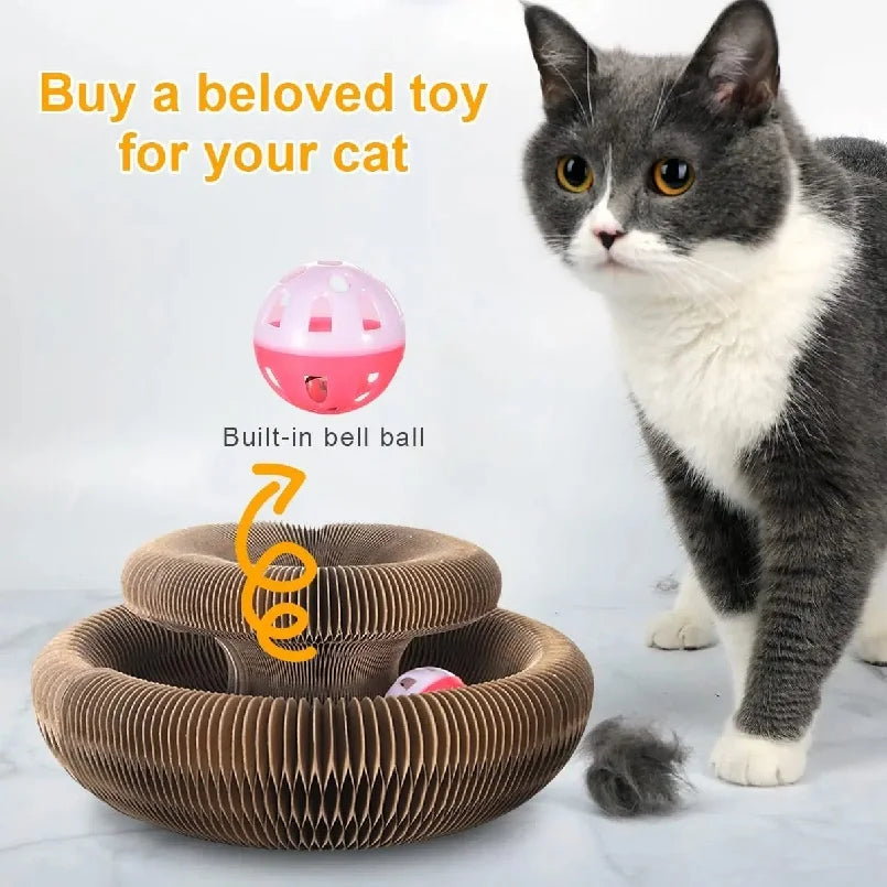 Foldable Magic Cat Scratching Board - Durable, Recyclable, Interactive Kitten Curl Toy & Cat Bed