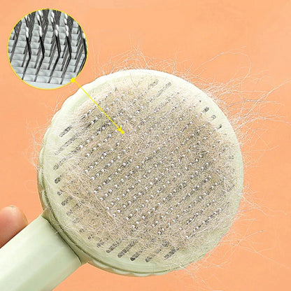 Self-Cleaning Slicker Brush for Cats and Dogs - Pet Hair Removal Grooming Tool