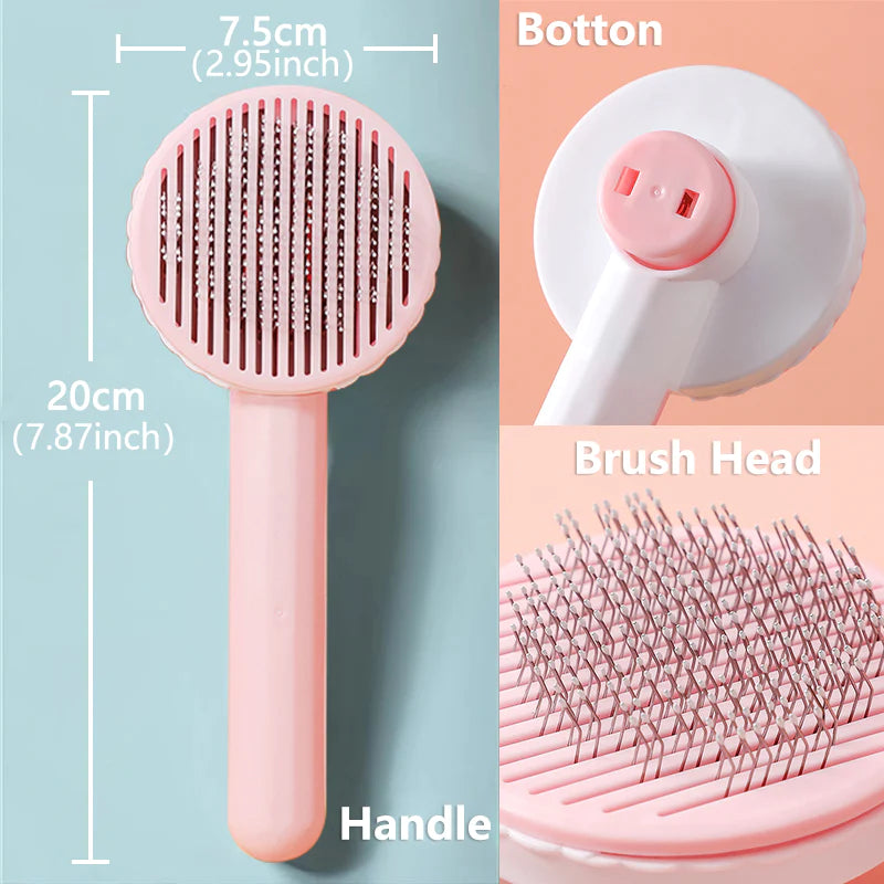 Self-Cleaning Slicker Brush for Cats and Dogs - Effective Pet Hair Removal and Massage Comb