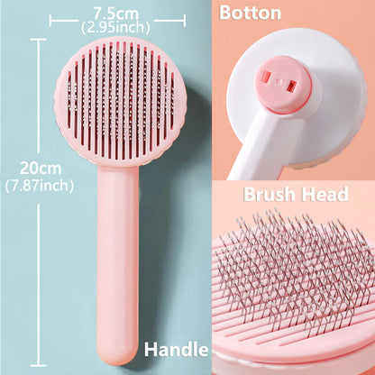 Self-Cleaning Slicker Brush for Cats and Dogs - Effective Pet Hair Removal and Massage Comb